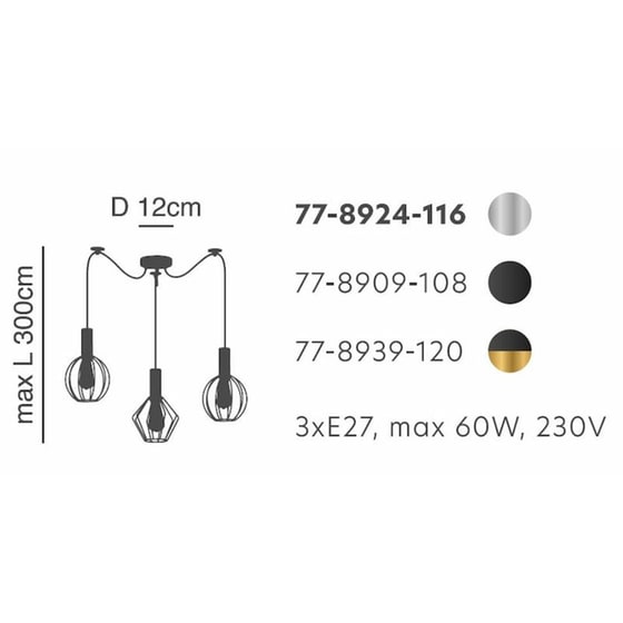 Φωτιστικό Οροφής Τρίφωτο Homelighting Adept Flex 77-8909 Μεταλλικό - Μαύρο image 1