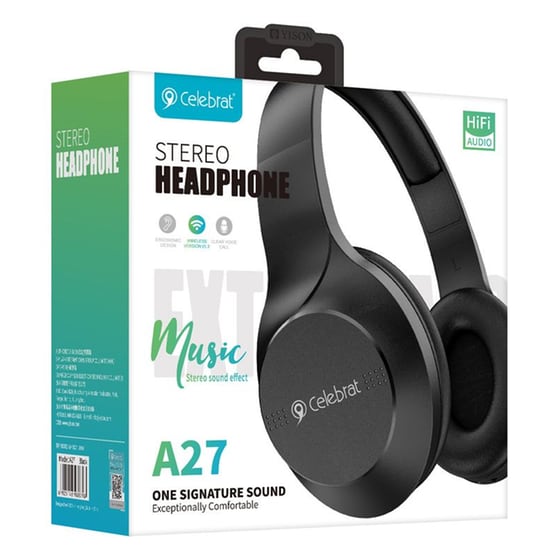 Celebrat Headphones A27, Wireless Και Wired, Bluetooth 5.3, Φ40mm, Μαύρα image 4