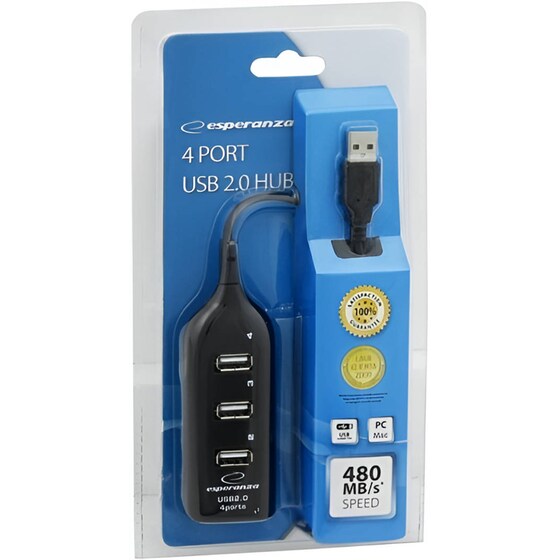 Esperanza EA116 USB Hub 4-Port USB 2.0 συμβατό με USB-A image 4