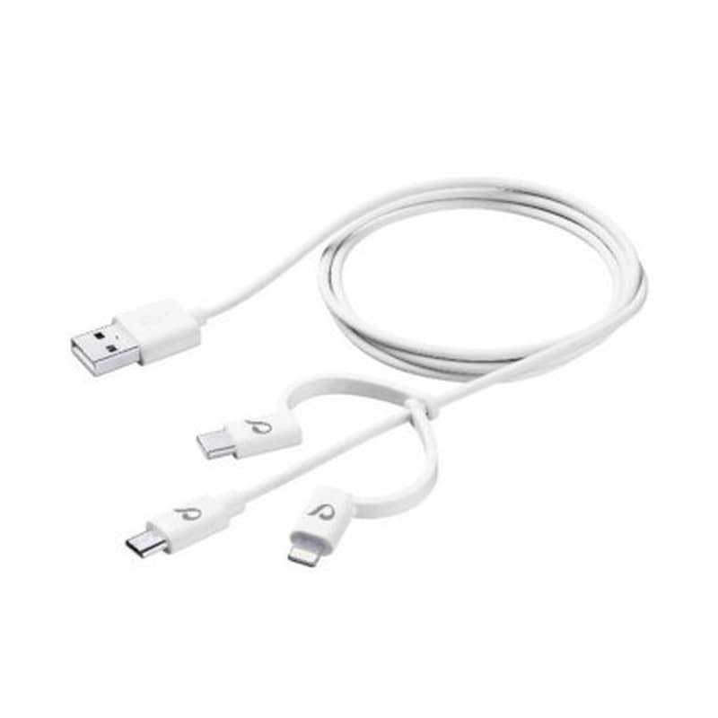 Σετ Καλωδίων Cellular Line 3in1 Usb to MicroUsb,Usb-C,Ligthnitng 1.2m - White