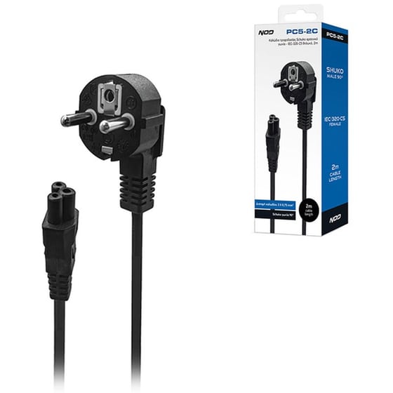 Καλώδιο τροφοδοσίας NOD PC5-2C Schuko male γωνία - IEC-320-C5 female - Black image 1