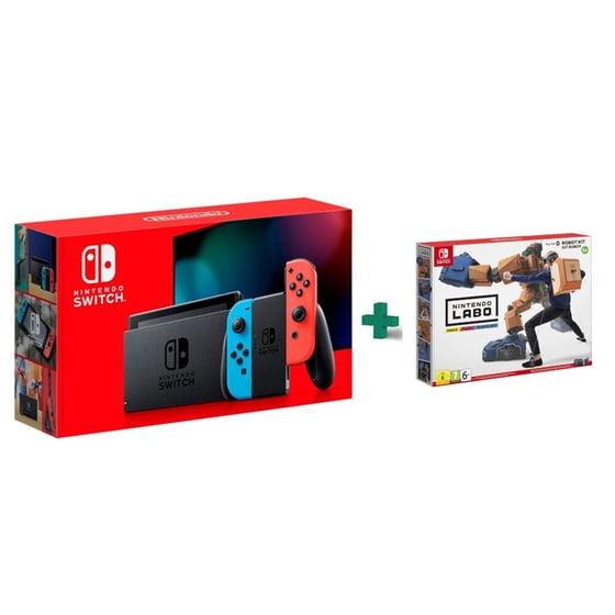 Nintendo Switch 2019 Neon Blue/Neon Red & Nintendo LABO Robot Kit image 0
