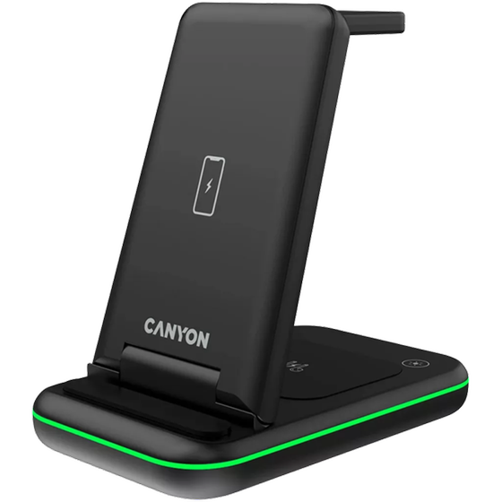 Ασύμαρτος Φορτιστής Canyon 3-in-1 Wireless Charging Station WS-304 Μαύρο image 2