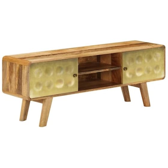 Έπιπλο Τηλεόρασης Vidaxl Μασίφ Ξύλο Μάνγκο 120x30x45 cm - Χρυσό image 5