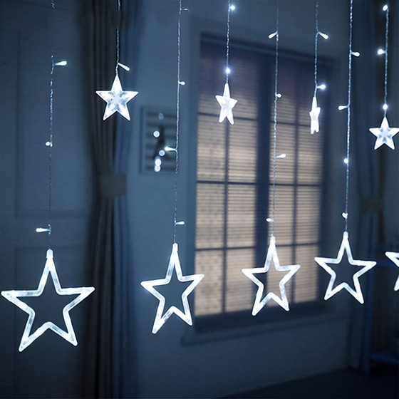 Χριστουγεννιάτικα Λαμπάκια Κουρτίνα 12 Led 5m - Λευκό image 1