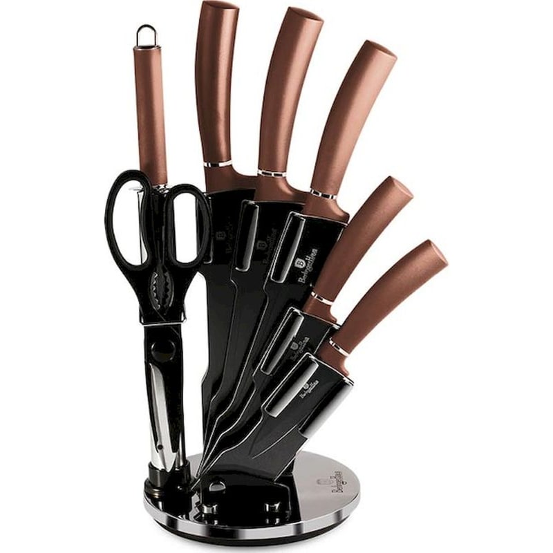 Σετ Μαχαίρια Berlinger Haus Metallic Line Rose Gold Collection από Ανοξείδωτο Ατσάλι με 360° Βάση 8 Τμχ