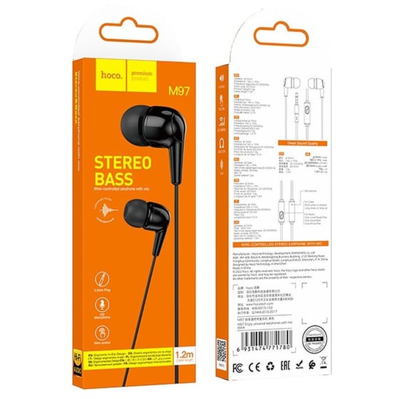 Ακουστικά Handsfree Hoco M97 In Ear 3.5mm Jack - Μαύρο image 2