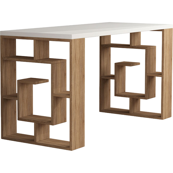 Γραφείο Labirent Pakoworld Χρώμα Λευκό -φυσικό 140x60x75εκ – 119-000806 image 0