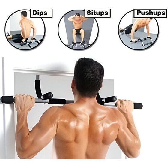 Μονόζυγο & Δίζυγο Πόρτας Iron Gym Πολλαπλών Λαβών 60 - 85 cm - Μαύρο image 3