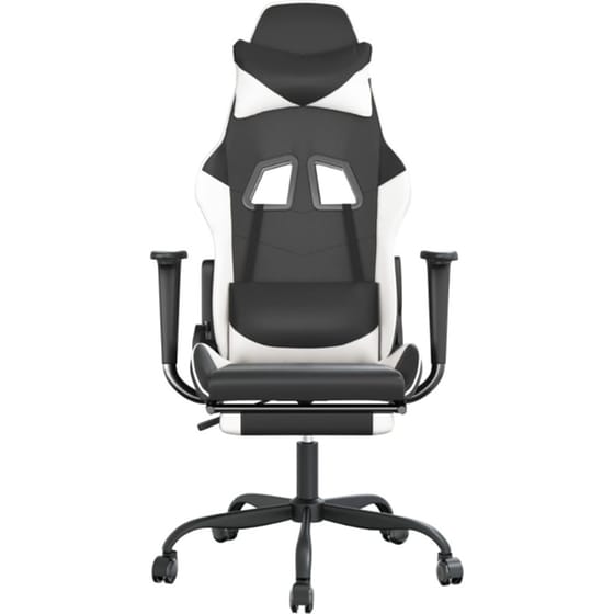 Καρέκλα Gaming VIDAXL 3143658 με Υποπόδιο από Τεχνητό Δέρμα - Μαύρο image 1
