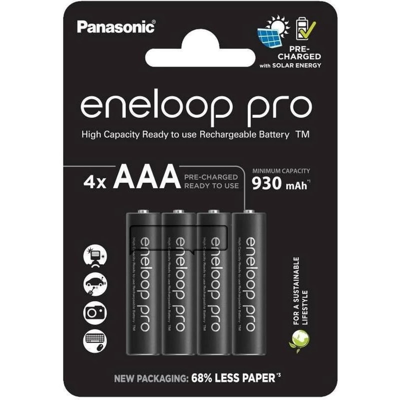 Επαναφορτιζόμενες Μπαταρίες Panasonic AAA 1.2 V 4 τεμάχια