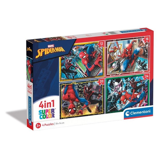 Παιδικό Παζλ Clementoni 4 In 1 Supercolor Marvel Spiderman (72 Κομμάτια) image 0