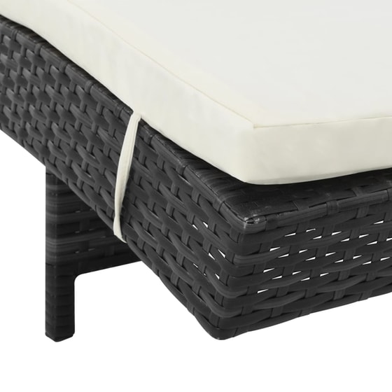 Ξαπλώστρα VidaXL από Συνθετικό Ρατάν 199x60x37 cm - Μαύρη image 4
