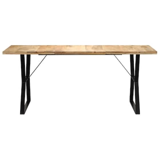 Τραπεζαρία Vidaxl από Μασίφ Ξύλο Μάνγκο 180x90x76 cm - Μαύρο/Καφέ image 2