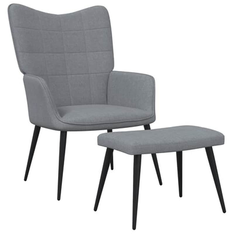 Πολυθρόνα Relax VidaXL από Ύφασμα με Σκαμπό - Ανοιχτό Γκρι VIDAXL