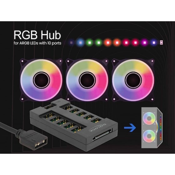 Delock Rgb Hub 64128 Για Argb Leds, 10 Θύρες, Μαύρο image 1