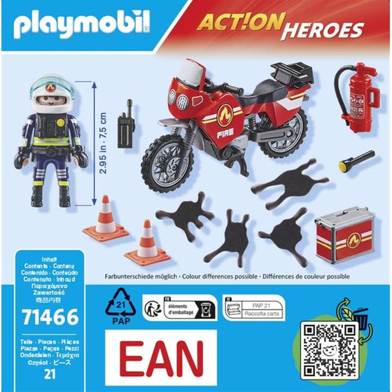 PLAYMOBIL® Action Heroes Πυροσβέστης με Μοτοσικλέτα (71466) image 3