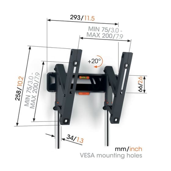 Βάση Τηλεόρασης Επιτοίχια Vogels TVM 3213 με Κλίση 19" - 43" έως 15kg image 2