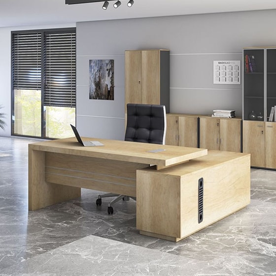 Γραφείο Γωνιακό Pakoworld Minimal Επαγγελματικό με Αριστερή Γωνία 200x170x75 cm - Μπεζ image 2