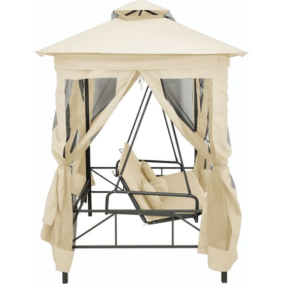 Κούνια Κήπου VidaXL με Σκίαστρο από Χάλυβα 220x160x240 cm - Λευκό κρεμ image 4