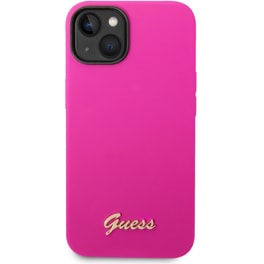 Guess “vintage Script Gold Logo Collection” Σκληρή Θήκη Προστασίας Από Σιλικόνη – Apple Iphone 14 (φουξια)