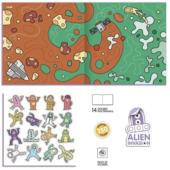 Colouring Book Milan με Αυτοκόλλητα Alien Invasion image 1