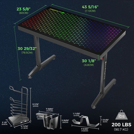 Γραφείο Gaming Eureka Ergonomic GEN-I43 ESPORT από Carbon Fiber 110x61cm - Μαύρο image 13