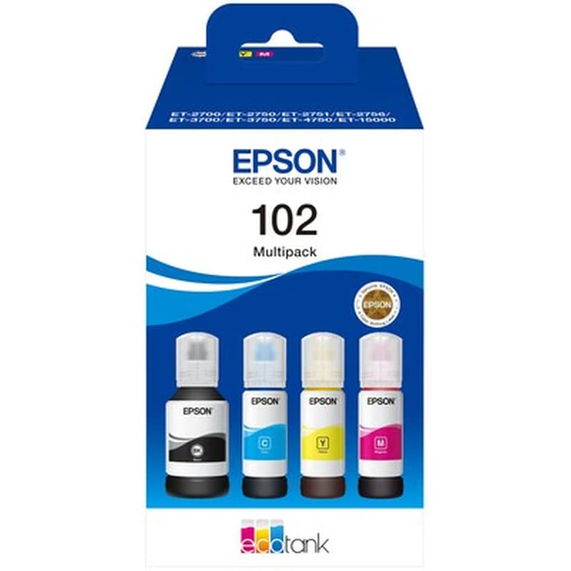 Συμβατό Epson 102 Κυανό / Ματζέντα / Κίτρινο / Μαύρο Πακέτο 4 Μελανιών Εκτυπωτή C13T03R640 φωτογραφία