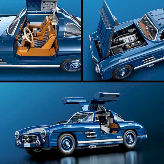 Mattel Hot Wheels Brick Shop Σετ Κατασκευής Premium Series Mercedes-Benz 300 SL 1:12 (1600 Κομμάτια) (HWW25) image 5