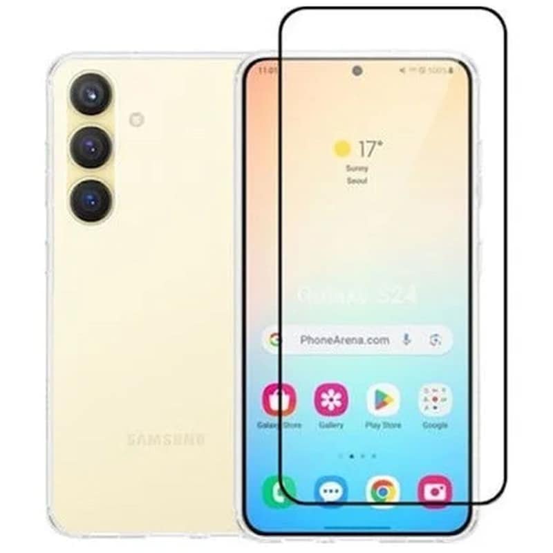 Σετ Διάφανη Θήκη Σιλικόνης Full Face Tempered Glass Samsung Galaxy S24 - Vivid Gelly Case Full Face Tempered Glass - Transparent