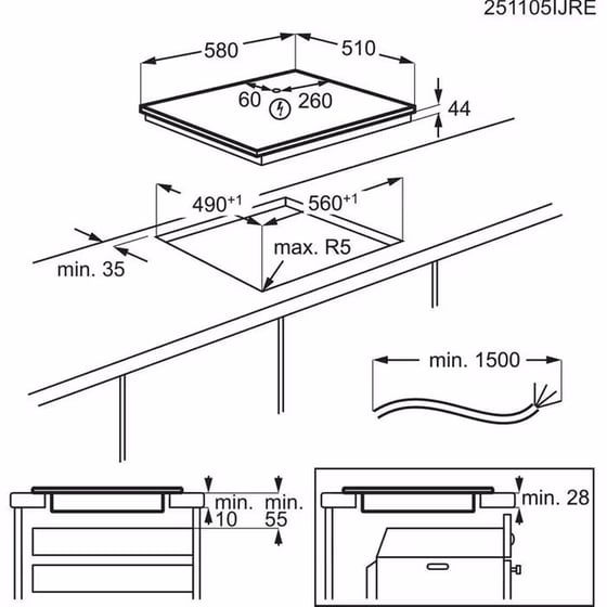 AEG TO64IA0AIT 60 cm Μαύρο Εστία Eπαγωγική Αυτόνομη image 7