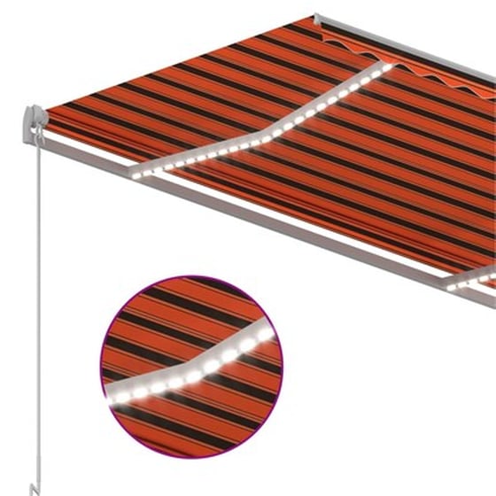 Τέντα Vidaxl Συρόμενη Χειροκίνητη με LED 300x250cm - Πορτοκαλί/Καφέ image 5