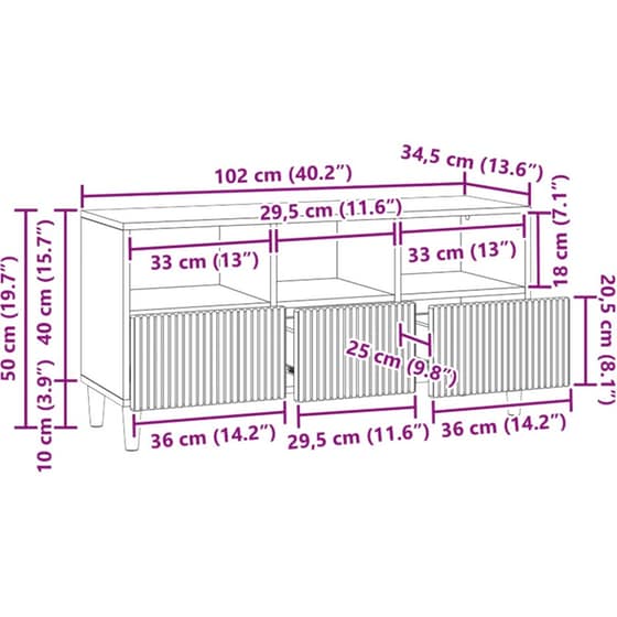 Έπιπλο Τηλεόρασης VidaXL 102x34.5x50 cm - Γκρι Σκυροδέματος image 7