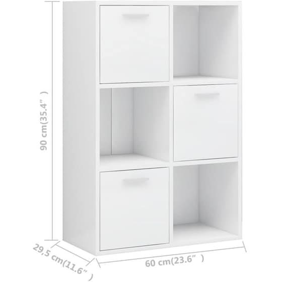 Βιβλιοθήκη VidaXL από Μοριοσανίδα 60x29.5x90 cm - Λευκό image 8