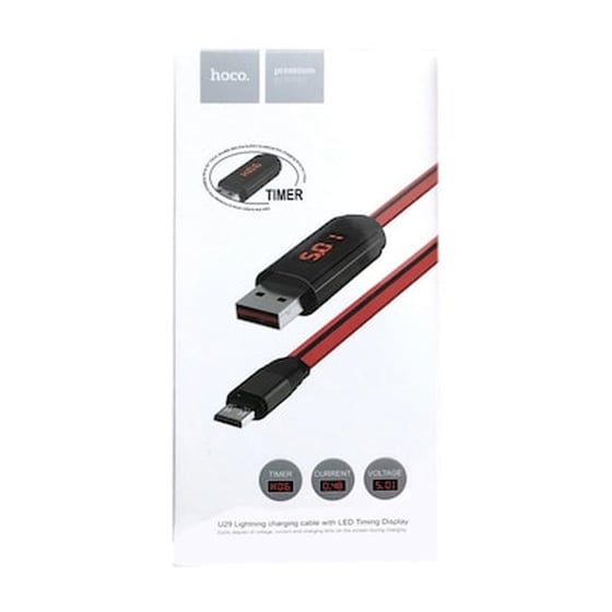 Καλώδιο δεδομένων Hoco U29 LED Display Micro USB 2A 1m - Red image 1