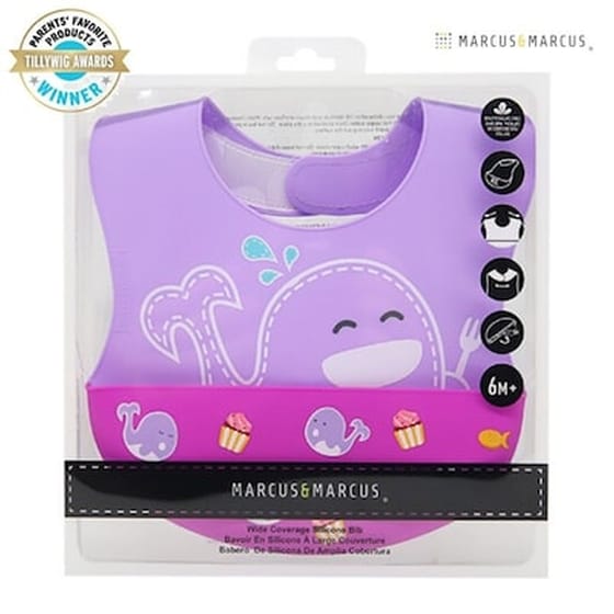 Marcus Και Marcus Σαλιάρα Σιλικόνης Με Velcro Λαιμού Και Χούφτα "φάλαινα" Mnmbb40wl image 0