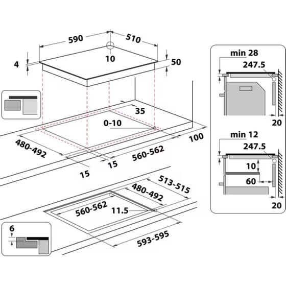 WHIRLPOOL WOI68PT1SBA & WFS3660CPNE 73 Lt Μαύρο Εντοιχιζόμενος Σετ Φούρνος και Εστία image 9