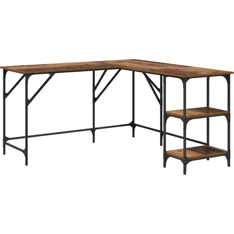 Γραφείο VidaXL από Επεξεργασμένο Ξύλο 139x139x75 cm - Παλιό Ξύλο