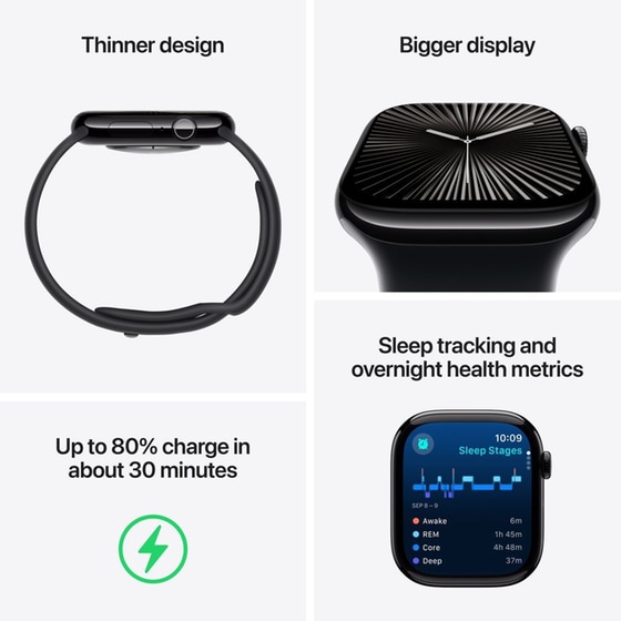 Apple Watch Series 10 GPS 46mm Silver Aluminium Case with Denim Sport Band - M/L image 3