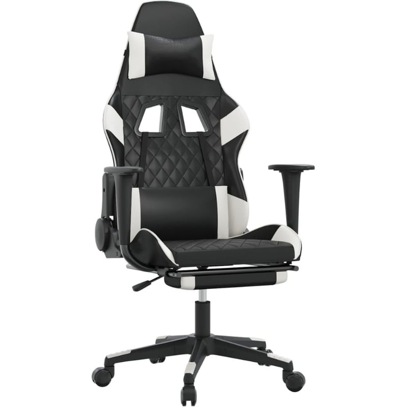 Καρέκλα Gaming VIDAXL 345527 με Υποπόδιο από Τεχνητό Δέρμα - Μαύρο