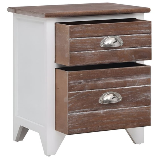 Κομοδίνο Vidaxl  Από Ξύλο Παυλώνιας 2τμχ 38x28x45 cm - Καφέ Λευκό image 3