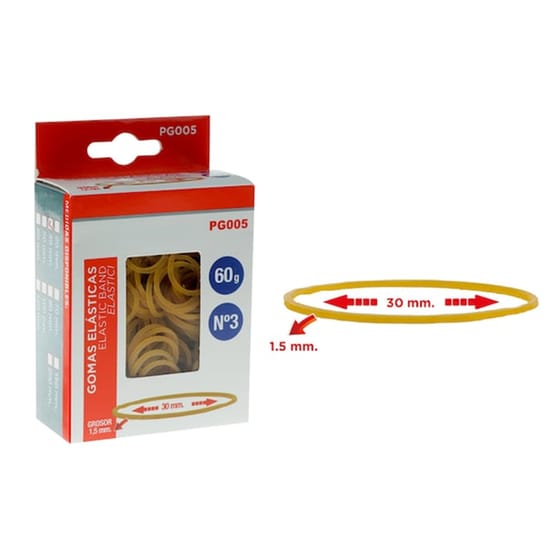 Mp Λαστιχάκια Συσκευασίας Pg005 Σε Κουτί, No3, 1.5x30mm, 60g image 0