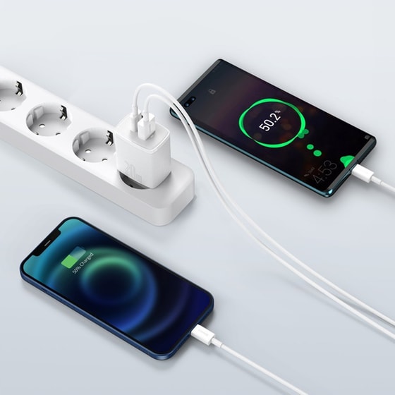 Φορτιστής Πρίζας Baseus CCXJ-B02 2port Usb-C,Usb 20W - White image 6