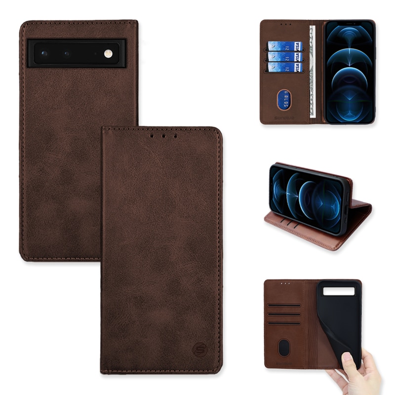 Θήκη Βιβλίο Google Pixel 6a - Sonique Vintage Magnet Book - Καφέ