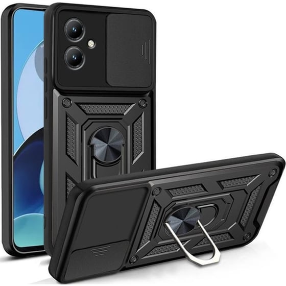 Θήκη Motorola Moto G14 - Techsuit Camshield με Κάλυμμα για την Κάμερα & μεταλλικό Ring Holder - Μαύρο image 0