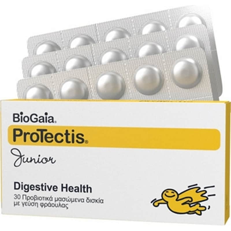 BIOGAIA Προβιοτικό Biogaia Junior Protectis For Gut Comfort Φράουλα - 30 μασώμενες ταμπλέτες