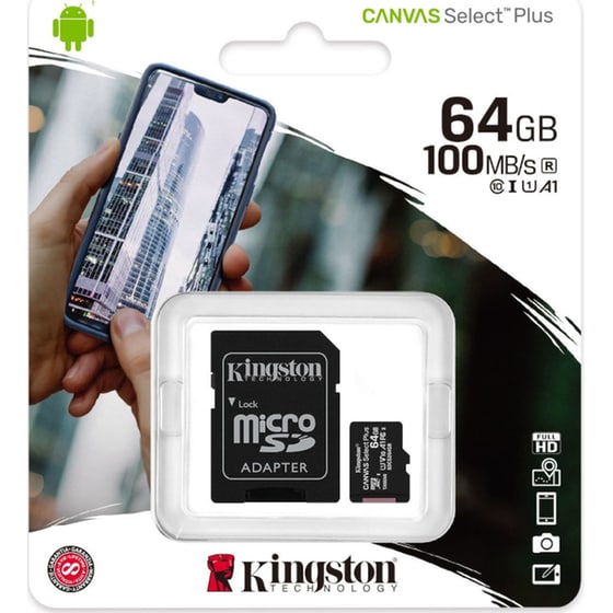 Kingston microSDHC 64GB Class 10 UHS-I με αντάπτορα image 1