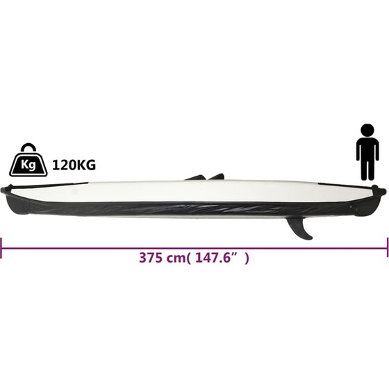 Καγιάκ Φουσκωτό Μονοθέσιο VidaXL 375cm - Μαύρο image 9