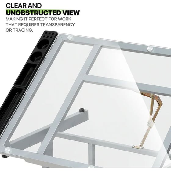 Γραφείο Σχεδίασης Lamtech Crystal Μεταλλικό 104x60x80cm - Ασημί/ Μαύρο image 8