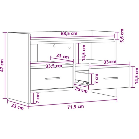 Έπιπλο Τηλεόρασης VidaXL 71,5 x 33 x 47 cm - Γκρι Σκυροδέματος image 9